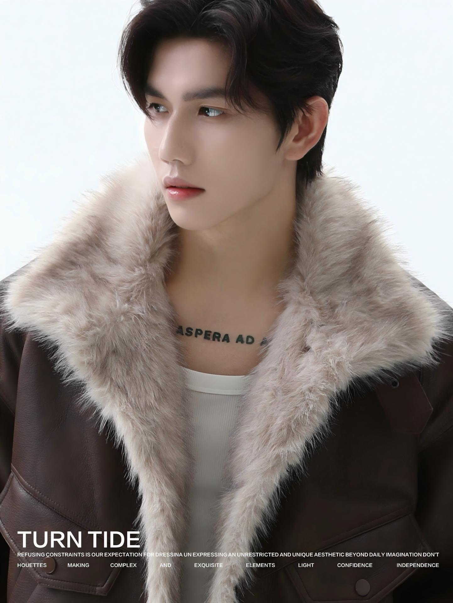 American Vintage “Zu Shan Diao” Style Short Faux Shearling Jacket with Fur Collar – Thick & Warm[DROP3-003]