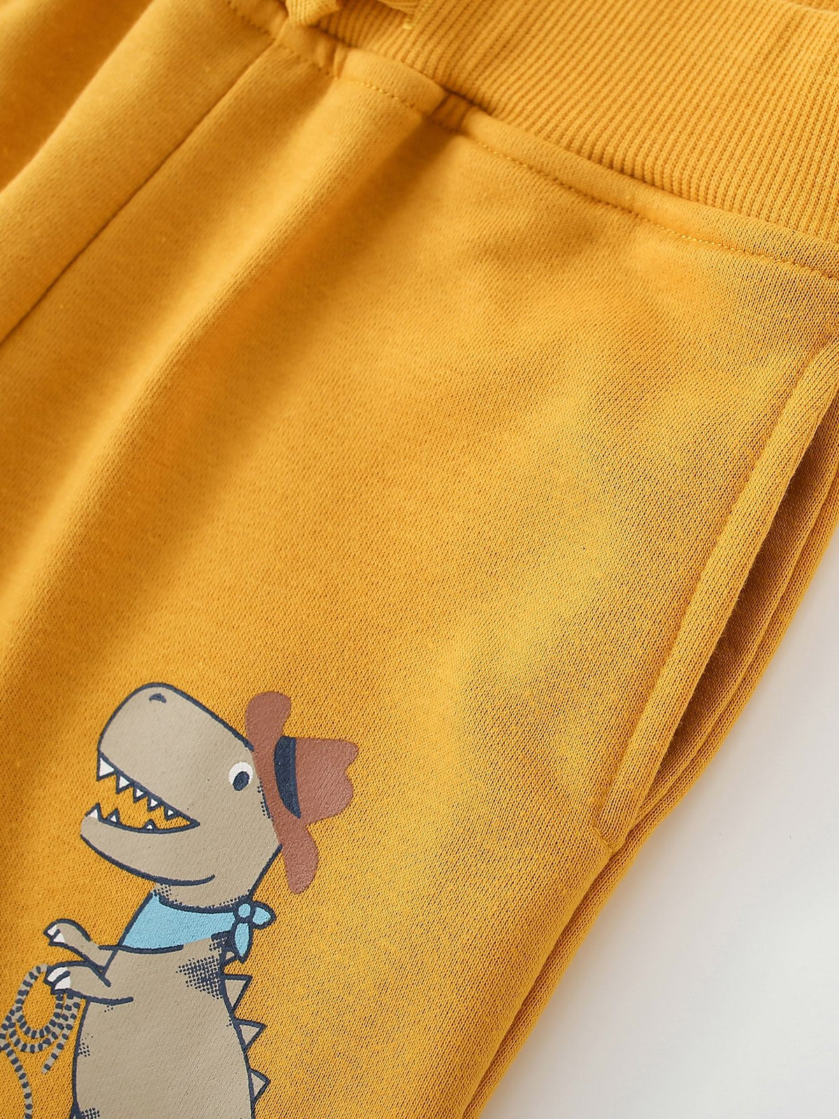 [WHOLESALE ONLY - CONTACT TO ORDER] Toddler & Boys Cotton French Terry Western Cowboy Dinosaur Jogger Sweatpants (Mustard Yellow) [KW-248]