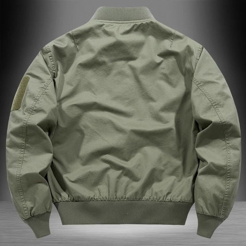 [WHOLESALE ONLY - CONTACT TO ORDER] Men's Heavyweight Cotton Canvas Tactical MA-1 Bomber Jacket with Velcro Arm Patch [AW-246]