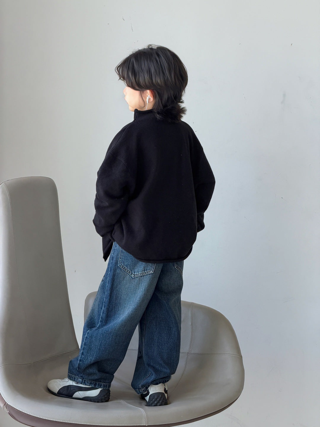 [WHOLESALE ONLY - CONTACT TO ORDER] Kids Unisex Baggy 85% Cotton Heavyweight Scribble Graffiti Balloon Denim Jeans (Vintage Washed Blue) [KW-226]