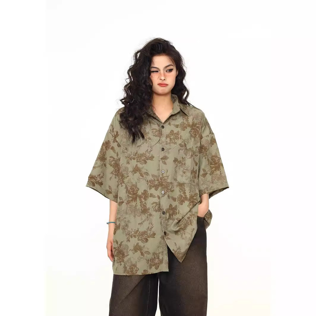 Vintage Cuban Collar Baroque Shirt for Men – Lightweight Quick-Dry Summer Short Sleeve[NA-001]