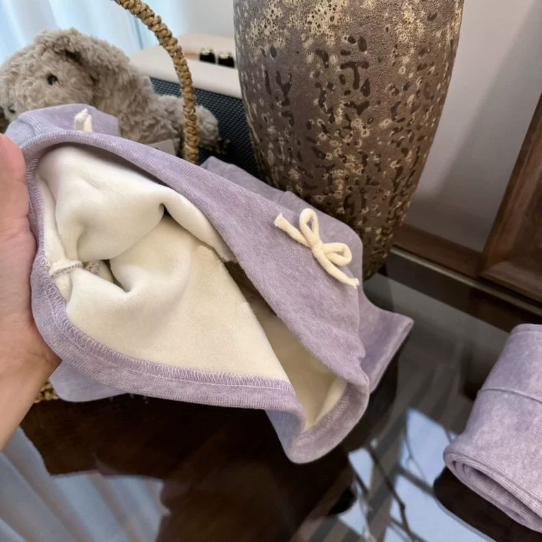 [WHOLESALE ONLY - CONTACT TO ORDER] Toddler & Girls Combed Cotton Fleece-Lined 3D Knotted Bow Sweatshirt & Pants 2-Piece Set (Heather Lavender) [KW-271]