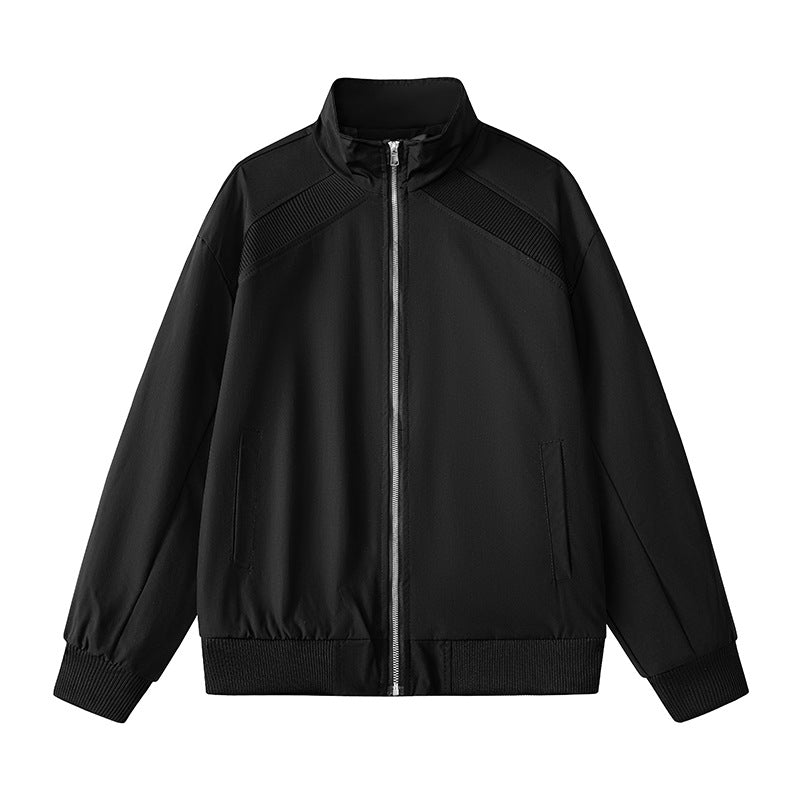 [WHOLESALE ONLY - CONTACT TO ORDER] Men's Stand Collar Ribbed Yoke Cotton Blend Zip-Up Windbreaker Bomber Jacket [AW-248]