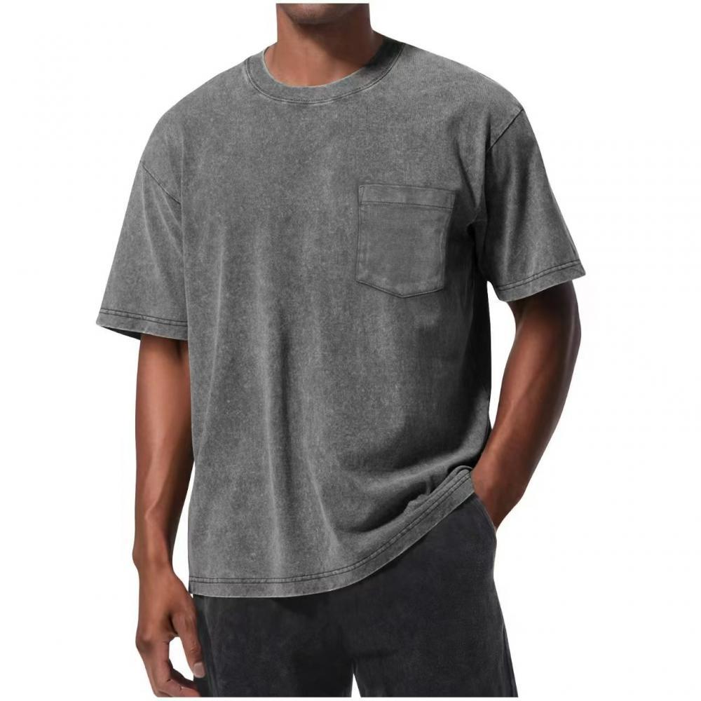 [WHOLESALE ONLY - CONTACT TO ORDER] Men's Heavyweight 260GSM Vintage Mineral Washed Cotton Oversized Pocket T-Shirt [AW-131]