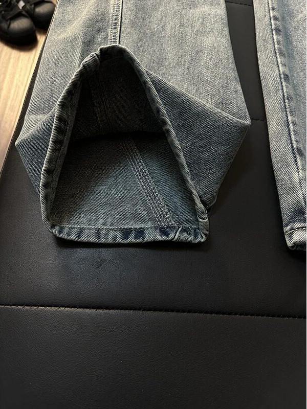 [WHOLESALE ONLY - CONTACT TO ORDER] Men's Heavyweight 100% Cotton Loose Fit Pleated Wide-Leg Jeans with Rivet Hardware (Dusty Indigo) [AW-483]