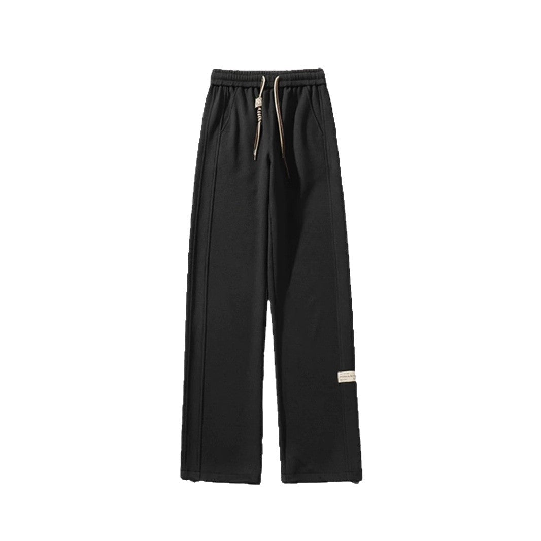 [WHOLESALE ONLY - CONTACT TO ORDER] Men's Waffle Textured Wide-Leg Baggy Sweatpants with Double Side Stripes & Drawstring (Cream White) [AW-149]