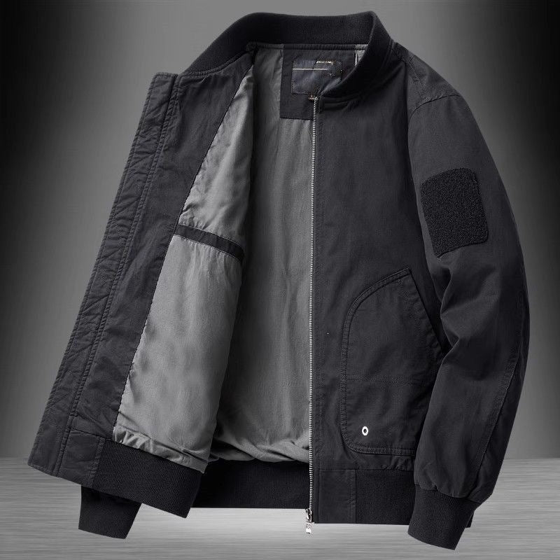 [WHOLESALE ONLY - CONTACT TO ORDER] Men's Heavyweight Cotton Canvas Tactical MA-1 Bomber Jacket with Velcro Arm Patch [AW-246]