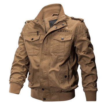 [WHOLESALE ONLY - CONTACT TO ORDER] Men's Heavyweight Cotton Canvas Military Tactical Cargo Jacket with Ribbed Collar & Multi-Pockets [AW-249]