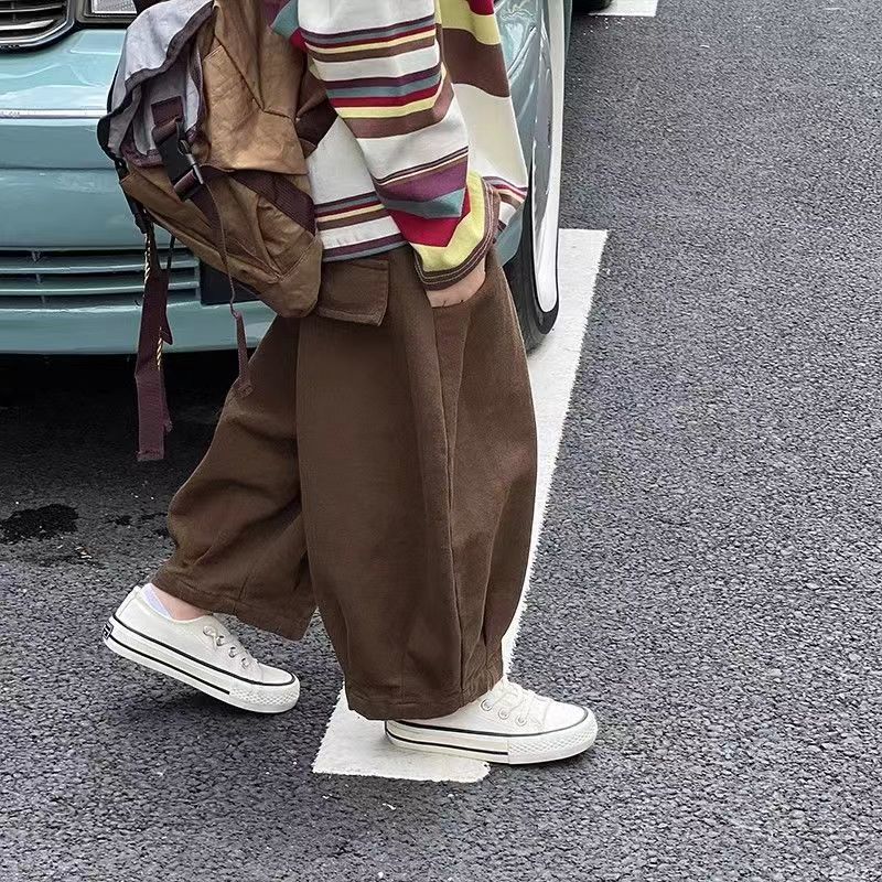 [WHOLESALE ONLY - CONTACT TO ORDER] Kids Unisex Heavyweight 80% Cotton Balloon Lantern Pants with Flap Pockets (Cocoa Brown) [KW-183]