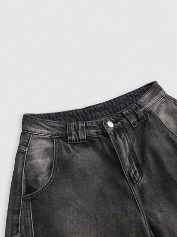 [WHOLESALE ONLY - CONTACT TO ORDER] Women's Floral Embroidered Barrel Horseshoe Jeans (Washed Black/Grey) - Catalog Display Only (Do Not Order Directly)