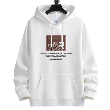 [WHOLESALE ONLY - CONTACT TO ORDER] Unisex Relaxed Fit Heavyweight 100% Combed Cotton Retro Typography Graphic Pullover Hoodie (Optical White) [AW-306]