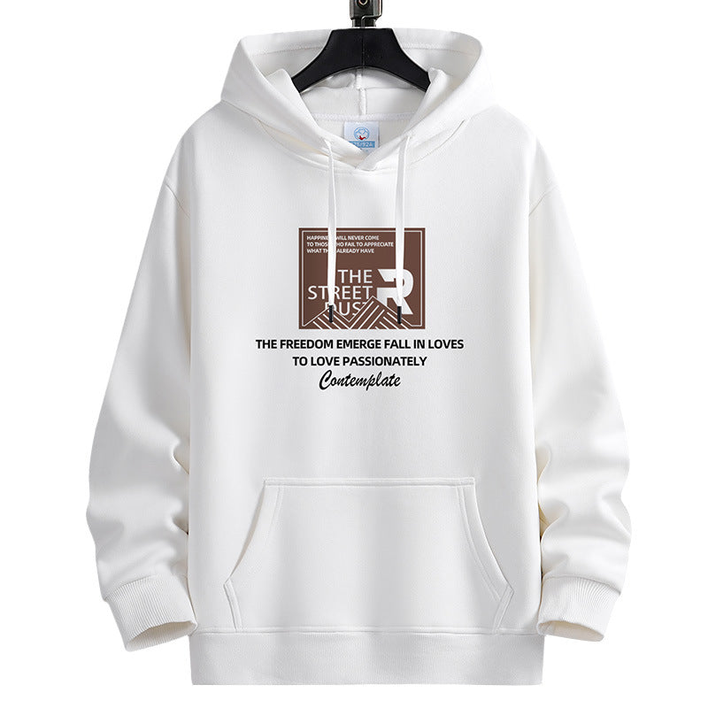 [WHOLESALE ONLY - CONTACT TO ORDER] Unisex Relaxed Fit Heavyweight 100% Combed Cotton Retro Typography Graphic Pullover Hoodie (Optical White) [AW-306]