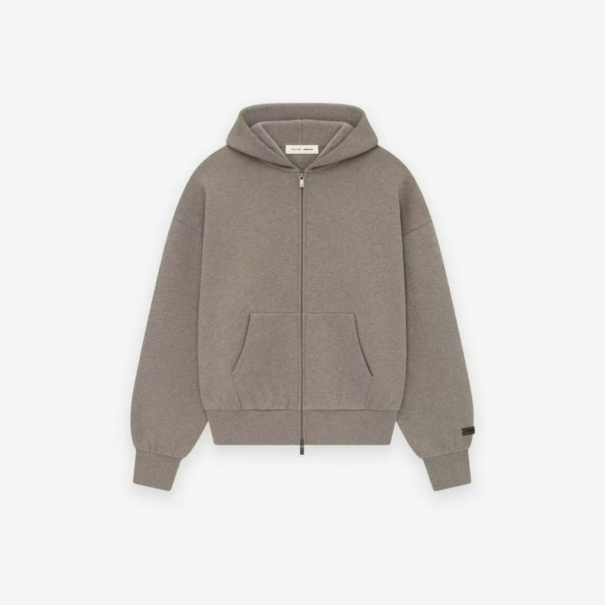 [WHOLESALE ONLY - CONTACT TO ORDER] Unisex Relaxed Fit Heavyweight 450 GSM Cotton Fleece Two-Way Full-Zip Hoodie with Back Graphic (Taupe Heather) [AW-303]