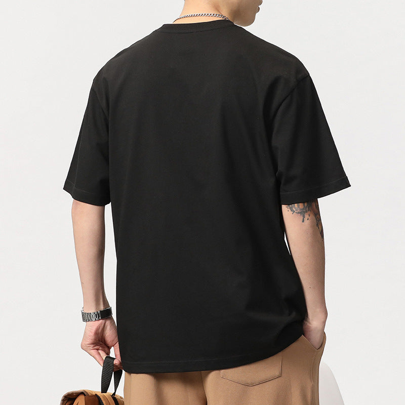 [WHOLESALE ONLY - CONTACT TO ORDER] Unisex Relaxed Fit Heavyweight 100% Combed Cotton Pixel Art Character Graphic Short Sleeve T-Shirt (Jet Black) [AW-286]