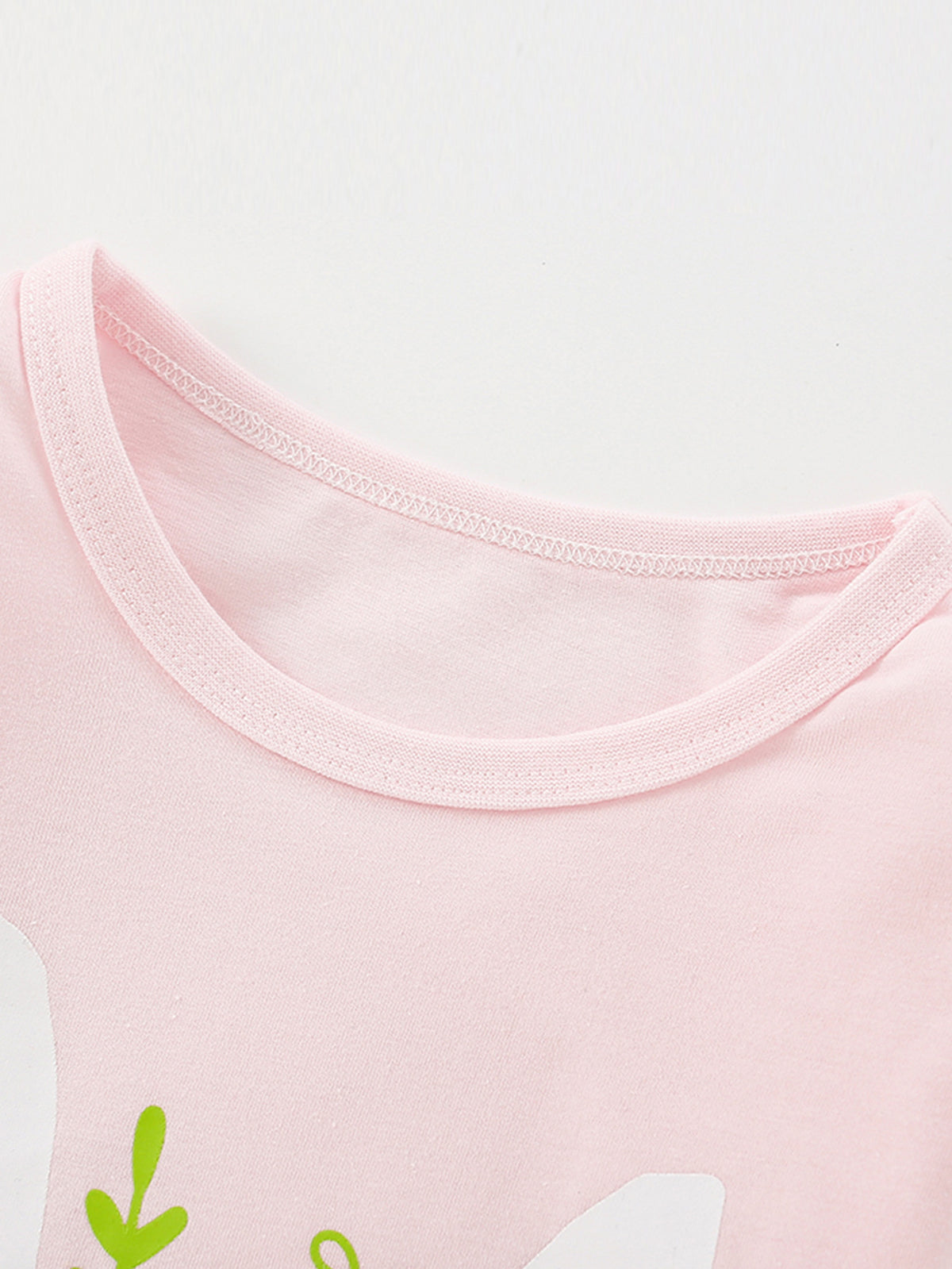 [WHOLESALE ONLY - CONTACT TO ORDER] Toddler & Girls 100% Combed Cotton Floral Crown Bunny Long Sleeve T-Shirt (Pastel Pink) [KW-233]