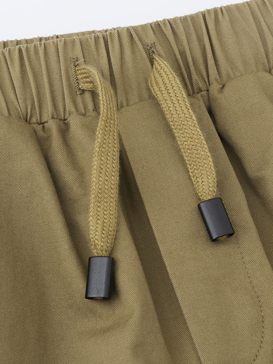 [WHOLESALE ONLY - CONTACT TO ORDER] Kids Unisex 100% Combed Cotton Twill Casual Chino Shorts with Drawstring & Pockets (Khaki) [KW-255]