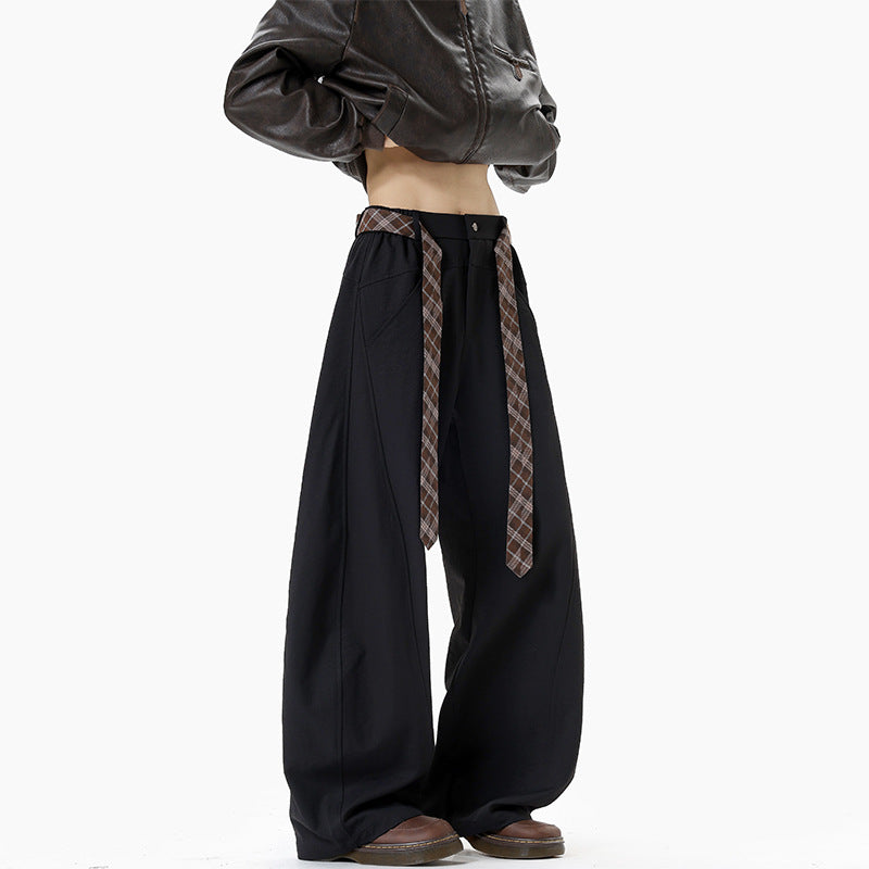 Belted Cargo Trousers – Men & Women, Fall Season, Plus Size, American Vintage, Straight & Wide Leg, Draped Fit[DROP3-004]
