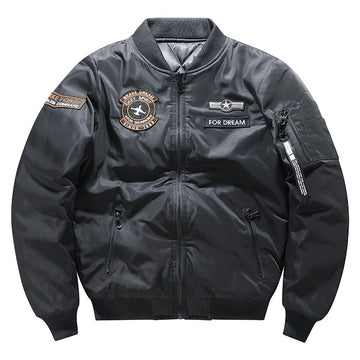 [WHOLESALE ONLY - CONTACT TO ORDER] Men's Military Tactical MA-1 Flight Bomber Jacket with Embroidered Badges & Sleeve Utility Pocket [AW-247]