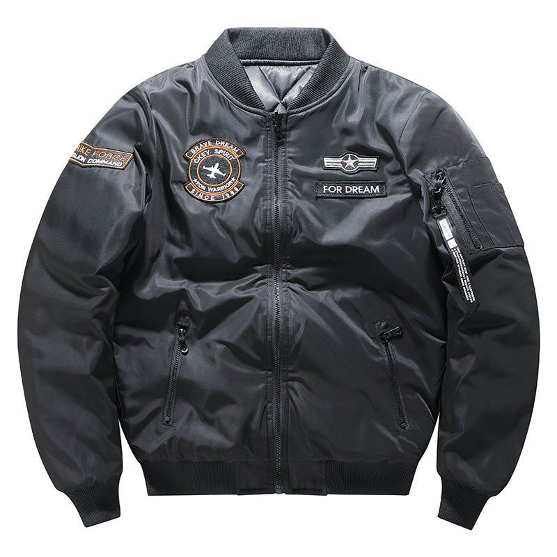 [WHOLESALE ONLY - CONTACT TO ORDER] Men's Military Tactical MA-1 Flight Bomber Jacket with Embroidered Badges & Sleeve Utility Pocket [AW-247]