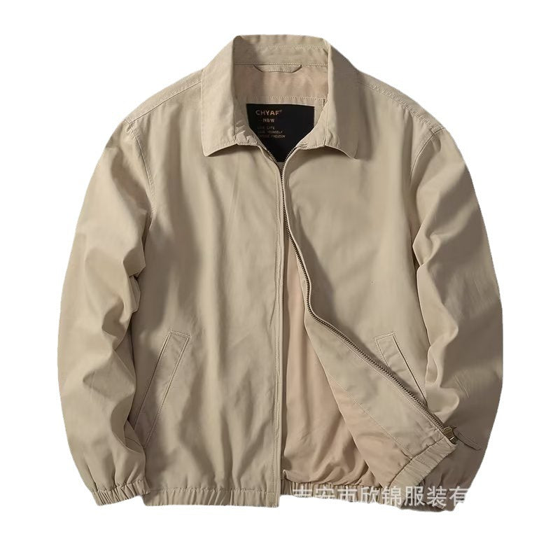 [WHOLESALE ONLY - CONTACT TO ORDER] Men's Classic Cotton Blend Turn-Down Collar Zip-Up Harrington Bomber Jacket [AW-243]