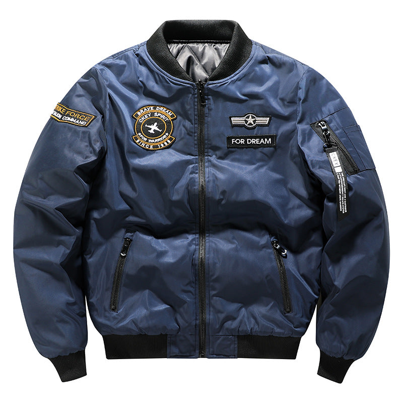 [WHOLESALE ONLY - CONTACT TO ORDER] Men's Military Tactical MA-1 Flight Bomber Jacket with Embroidered Badges & Sleeve Utility Pocket [AW-247]