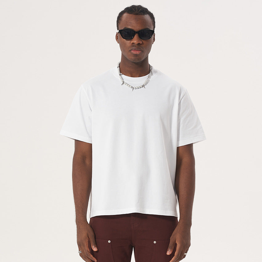 [WHOLESALE ONLY - CONTACT TO ORDER] Unisex Heavyweight 280GSM Combed Cotton Boxy Cropped Blank T-Shirt [AW-130]
