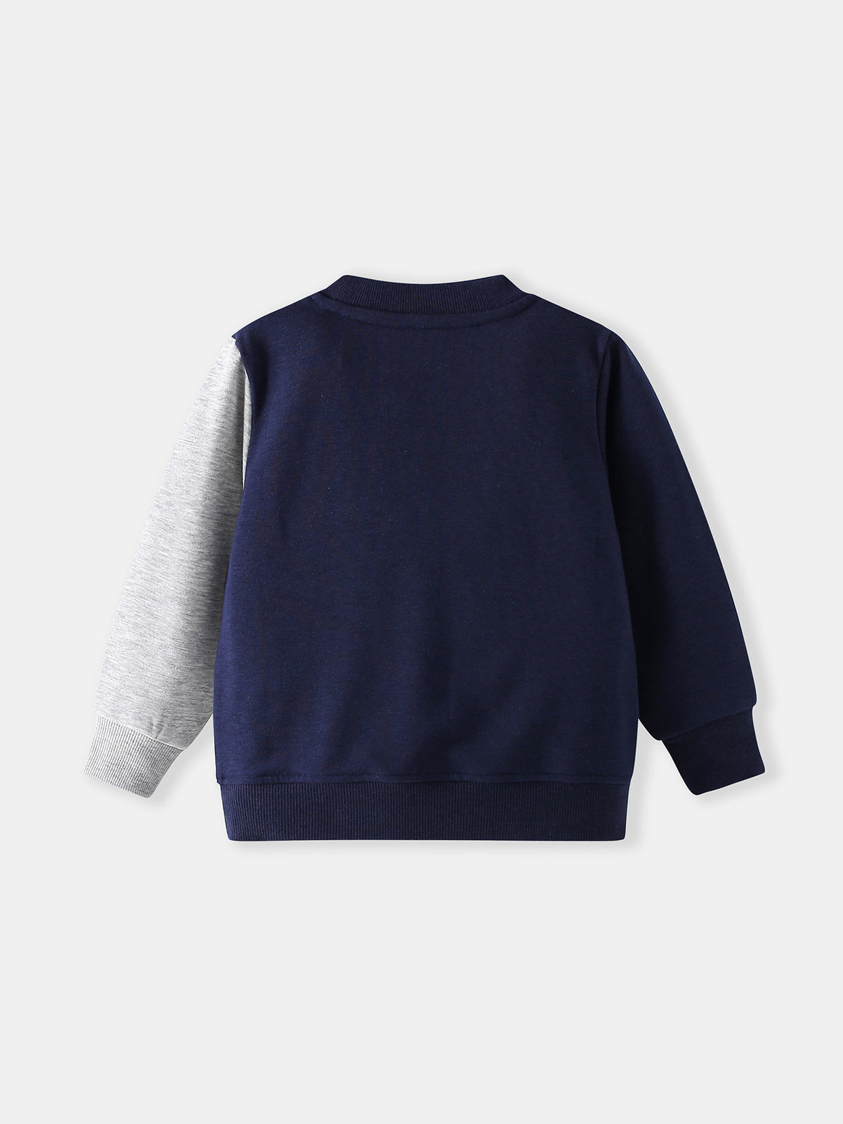 [WHOLESALE ONLY - CONTACT TO ORDER] Toddler & Boys Cotton French Terry Colorblock Dinosaur Graphic Sweatshirt (Navy/Heather Grey) [KW-238]