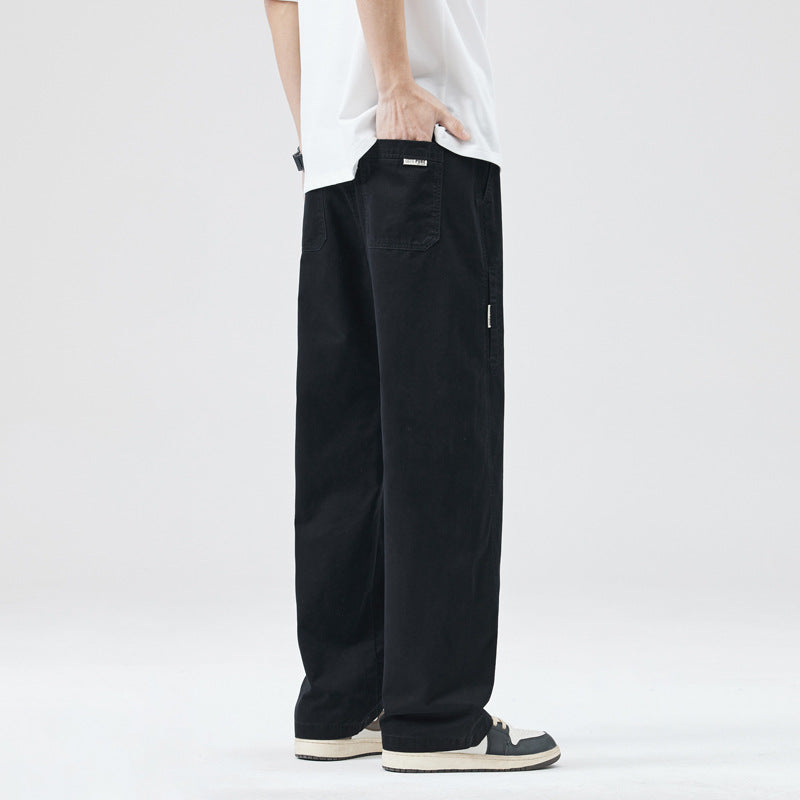 [WHOLESALE ONLY - CONTACT TO ORDER] Men's Japanese City Boy 100% Cotton Washed Twill Relaxed Wide-Leg Chino Work Pants (Washed Obsidian Black) [AW-330]