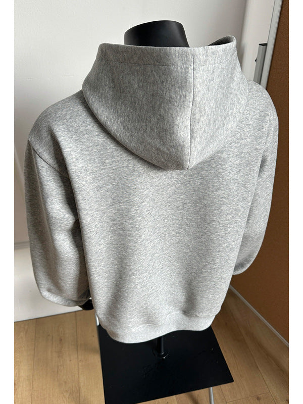 [WHOLESALE ONLY - CONTACT TO ORDER] Unisex Heavyweight 70% Cotton Snap-Button Funnel Neck Deconstructed Pullover Hoodie (Heather Grey) [AW-381]