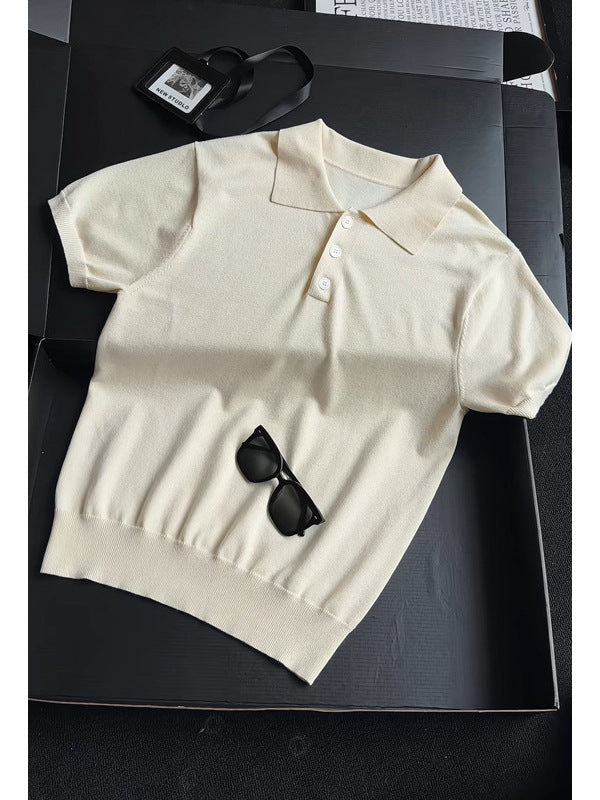 [WHOLESALE ONLY - CONTACT TO ORDER] Men's Relaxed-Fit 75% Combed Cotton Breathable Knit Short Sleeve Polo Shirt (Cream White) [AW-400]