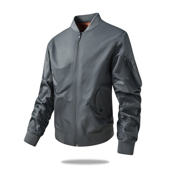 [WHOLESALE ONLY - CONTACT TO ORDER] Men's Lightweight Crinkle Washed Cotton Blend Baseball Collar Bomber Jacket with Ribbed Trim [AW-244]