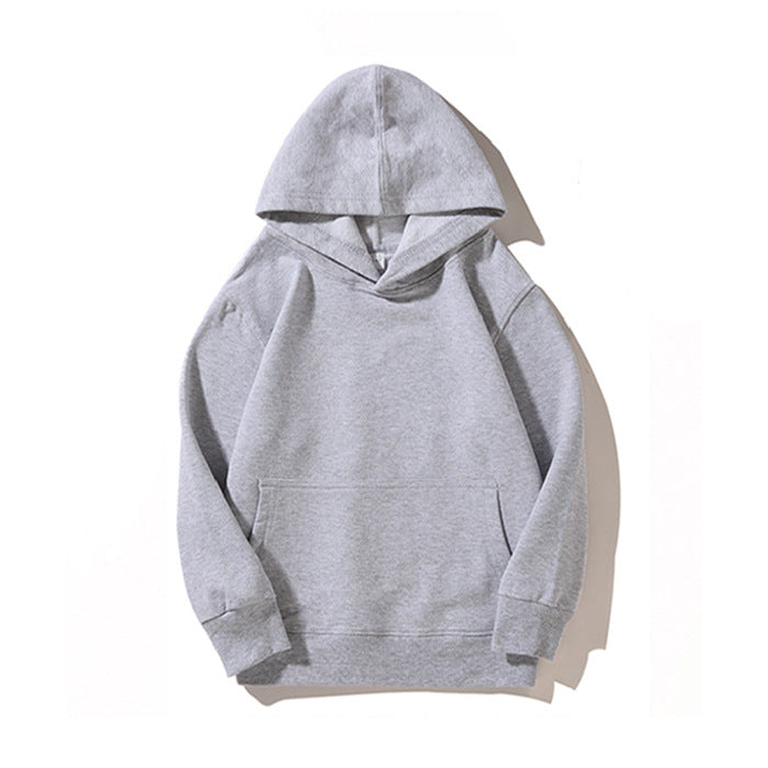 [WHOLESALE ONLY - CONTACT TO ORDER] Toddler & Kids Unisex Relaxed Fit Heavyweight 100% Combed Cotton Blank Crossover Hooded Pullover Sweatshirt (Heather Grey) [KW-191]