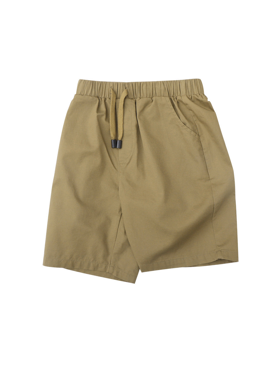[WHOLESALE ONLY - CONTACT TO ORDER] Kids Unisex 100% Combed Cotton Twill Casual Chino Shorts with Drawstring & Pockets (Khaki) [KW-255]