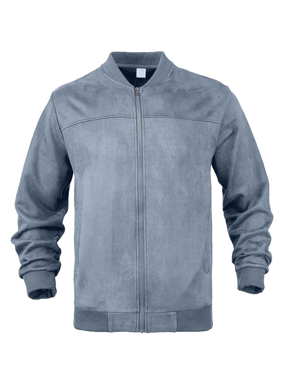 [WHOLESALE ONLY - CONTACT TO ORDER] Men's Fleece-Lined Faux Suede Baseball Collar Zip-Up Bomber Jacket with Ribbed Trim [AW-245]