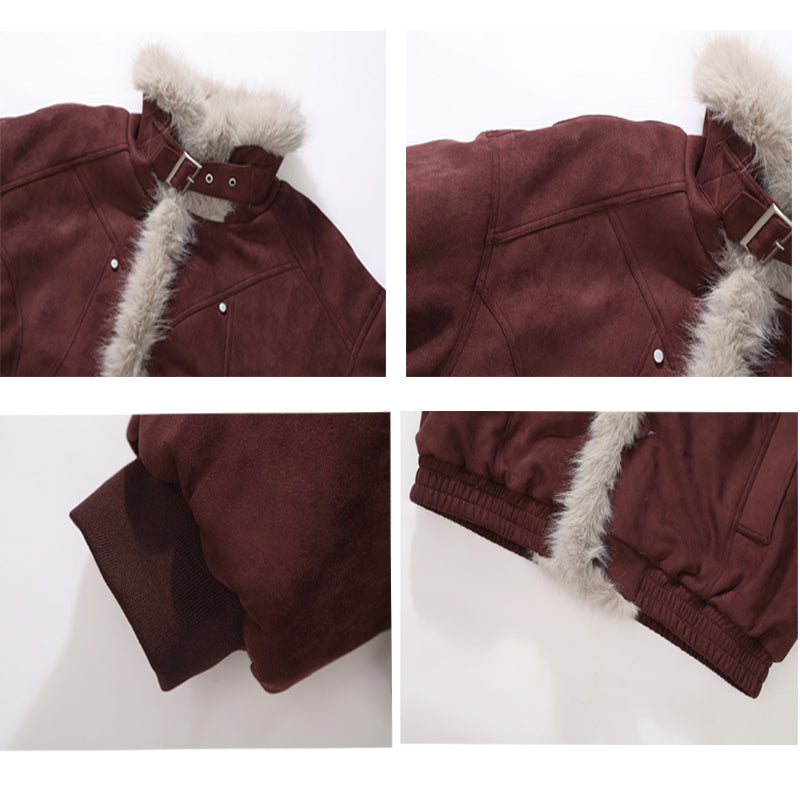 American Retro Soaring Eagle Faux Fur Collar Loose Couple Padded Coat [DROP3-006]