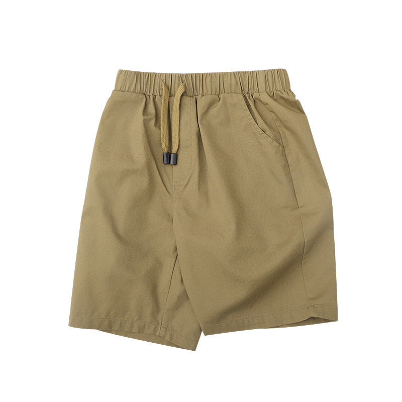 [WHOLESALE ONLY - CONTACT TO ORDER] Kids Unisex 100% Combed Cotton Twill Casual Chino Shorts with Drawstring & Pockets (Khaki) [KW-255]