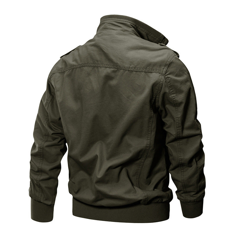 [WHOLESALE ONLY - CONTACT TO ORDER] Men's Heavyweight Cotton Canvas Military Tactical Cargo Jacket with Ribbed Collar & Multi-Pockets [AW-249]