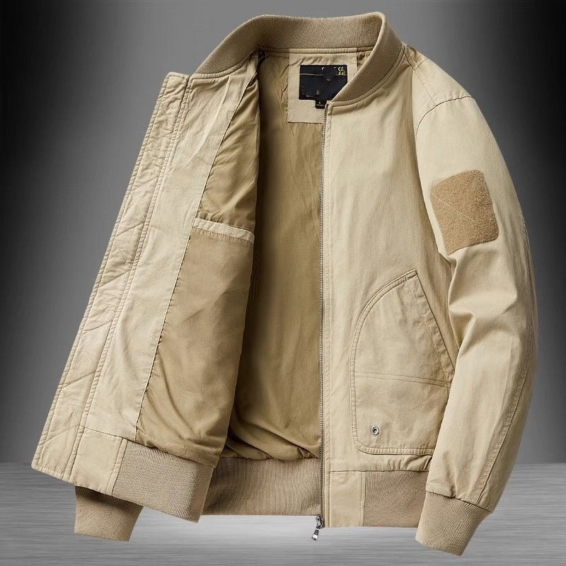 [WHOLESALE ONLY - CONTACT TO ORDER] Men's Heavyweight Cotton Canvas Tactical MA-1 Bomber Jacket with Velcro Arm Patch [AW-246]