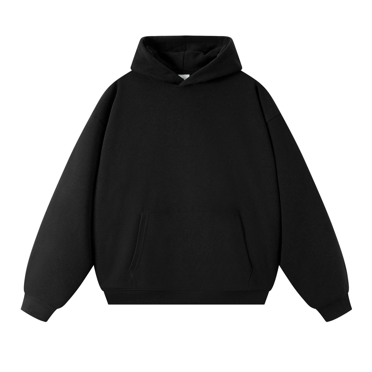 [WHOLESALE ONLY - CONTACT TO ORDER] Unisex Relaxed Fit Heavyweight 450 GSM 100% Combed Cotton Blank Crossover Hooded Pullover Sweatshirt (Jet Black) [AW-304]