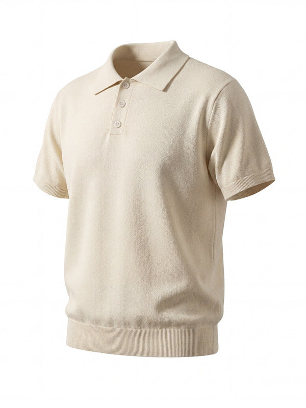 [WHOLESALE ONLY - CONTACT TO ORDER] Men's Relaxed-Fit 75% Combed Cotton Breathable Knit Short Sleeve Polo Shirt (Cream White) [AW-400]
