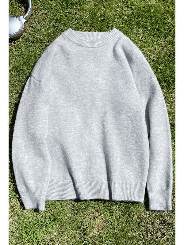 [WHOLESALE ONLY - CONTACT TO ORDER] Unisex Oversized 70% Combed Cotton Heavyweight Ribbed Crewneck Knit Pullover Sweater (Heather Grey) [AW-397]