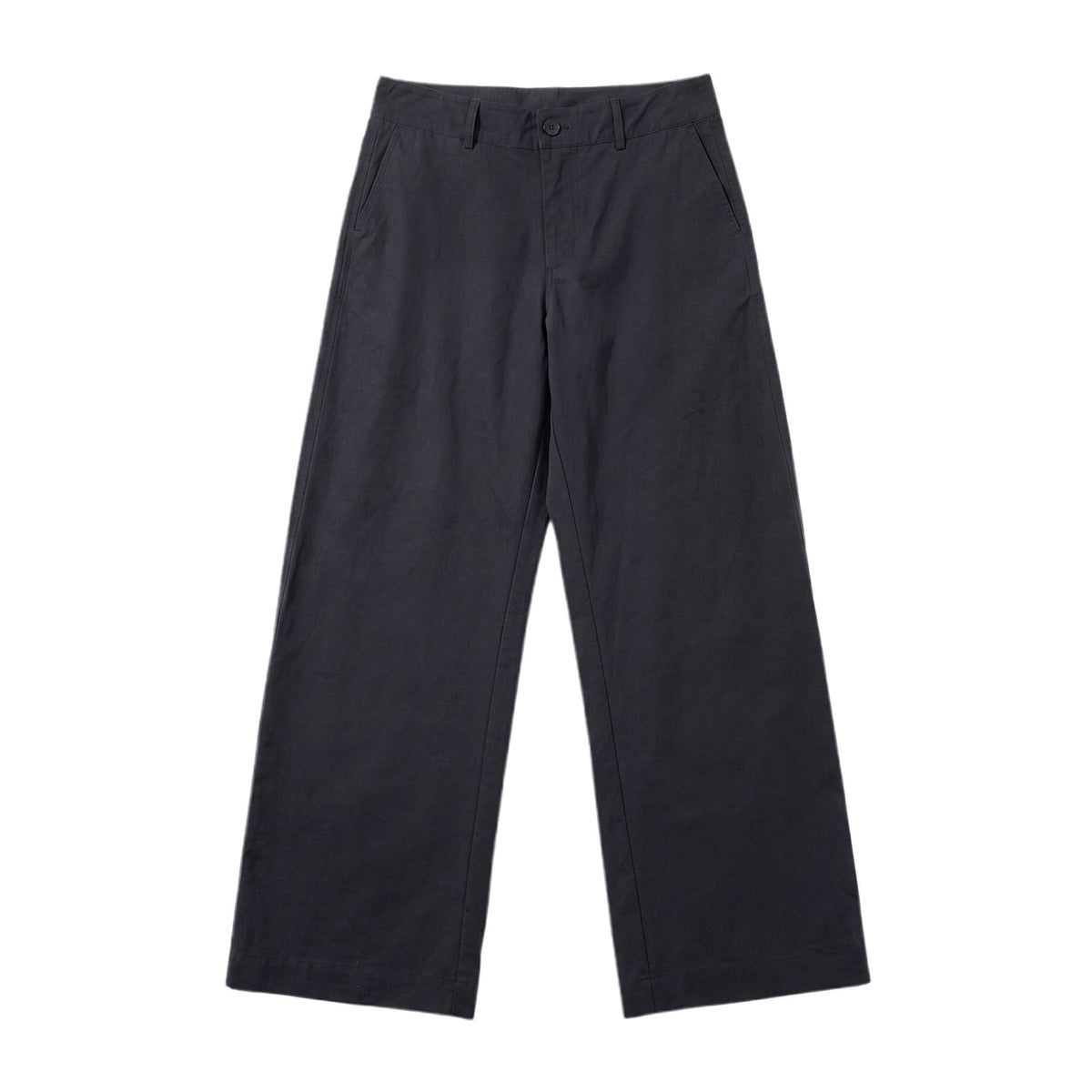 [WHOLESALE ONLY - CONTACT TO ORDER] Women's High-Rise Wide-Leg Cotton Chino Trousers with Belt Loops (Dark Charcoal Navy) - Catalog Display Only (Do Not Order Directly)