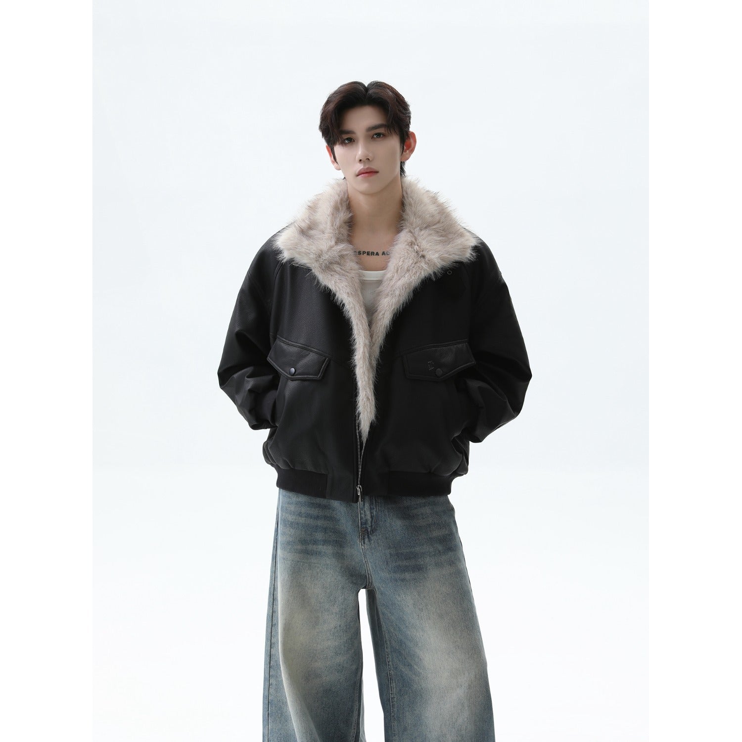 American Vintage “Zu Shan Diao” Style Short Faux Shearling Jacket with Fur Collar – Thick & Warm[DROP3-003]