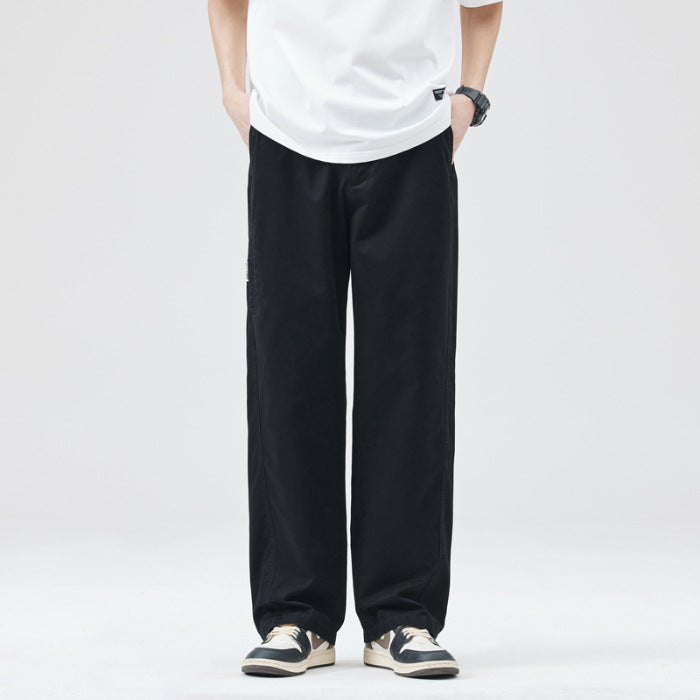 [WHOLESALE ONLY - CONTACT TO ORDER] Men's Japanese City Boy 100% Cotton Washed Twill Relaxed Wide-Leg Chino Work Pants (Washed Obsidian Black) [AW-330]