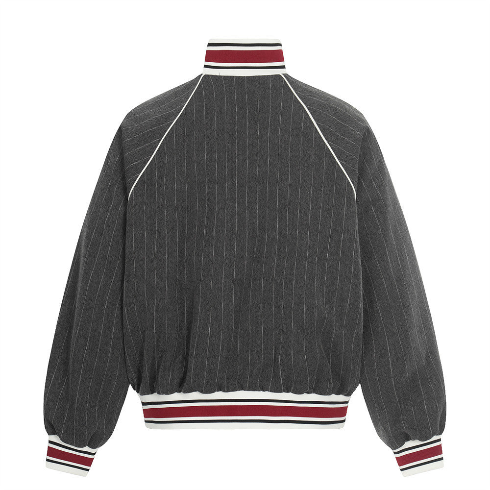 Men’s Striped Track Set – Colorblock Stand Collar Jacket & Straight-Leg Pants[NA-011]