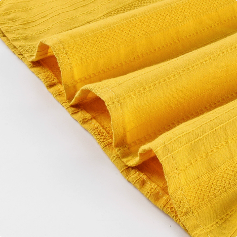 [WHOLESALE ONLY - CONTACT TO ORDER] Women's Bohemian Textured Dobby Stripe Mandarin Collar Blouse with Dramatic Lantern Balloon Sleeves (Sun Drenched Marigold Yellow) [AW-265]