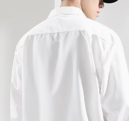 [WHOLESALE ONLY - CONTACT TO ORDER] Unisex Relaxed Fit 100% Combed Cotton Solid White Long Sleeve Drop-Shoulder Poplin Shirt [AW-276]