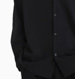 [WHOLESALE ONLY - CONTACT TO ORDER] Unisex Relaxed Fit 100% Combed Cotton Solid Jet Black Long Sleeve Drop-Shoulder Poplin Shirt [AW-277]
