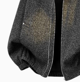 [WHOLESALE ONLY - CONTACT TO ORDER] Unisex Relaxed Fit Heavyweight 80% Cotton Faded Washed Zip-Up Harrington Jacket (Charcoal Grey) [AW-278]