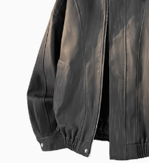 [WHOLESALE ONLY - CONTACT TO ORDER] Unisex Relaxed Fit Heavyweight 80% Cotton Faded Washed Zip-Up Harrington Jacket (Charcoal Grey) [AW-278]